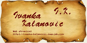 Ivanka Kalanović vizit kartica